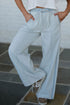 High Waist Light Wash Center Seam Contrast Trim Wide Leg Denim Pants